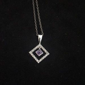 Small pendant with amethyst and diamonds